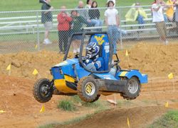 The WVU Baja car at catches air over a mogul at the 2011 Baja SAE®  Competition.
